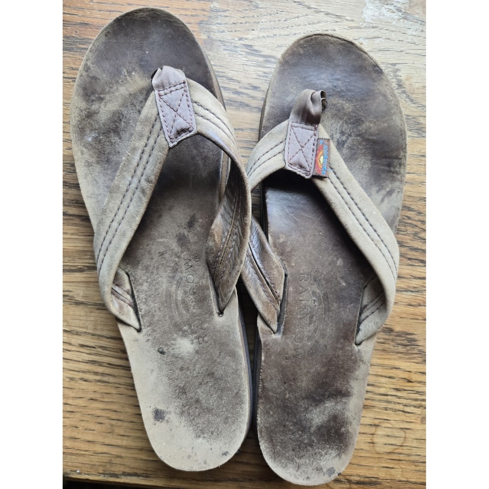 Rainbow Womens Sandals Double Layer Wide Strap With Arch 7.5-8.5 Sandalwood